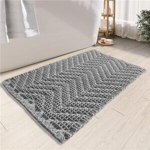 Bath Rugs,Upgraded Waffle Bath Mat,Super Absorbent Boho Bath Rug Non Slip Bath
